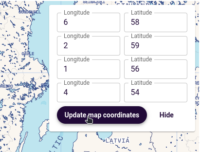 Click update map coordinates