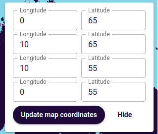 Click update map coordinates