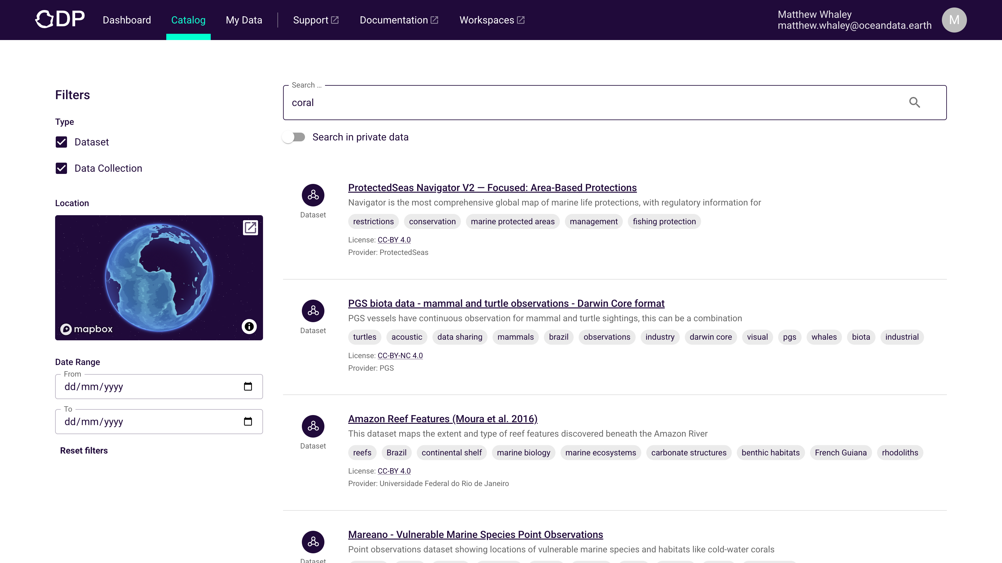 Catalog keyword search