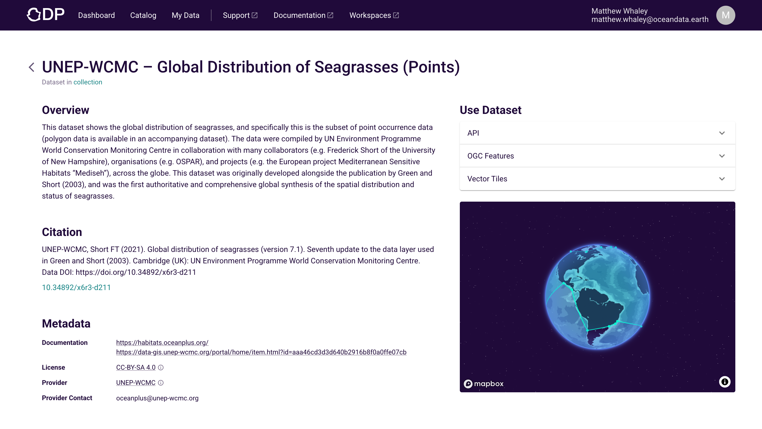 Dataset metadata page